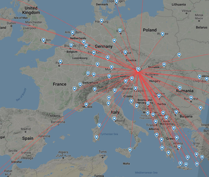 Austrian Airlines routes