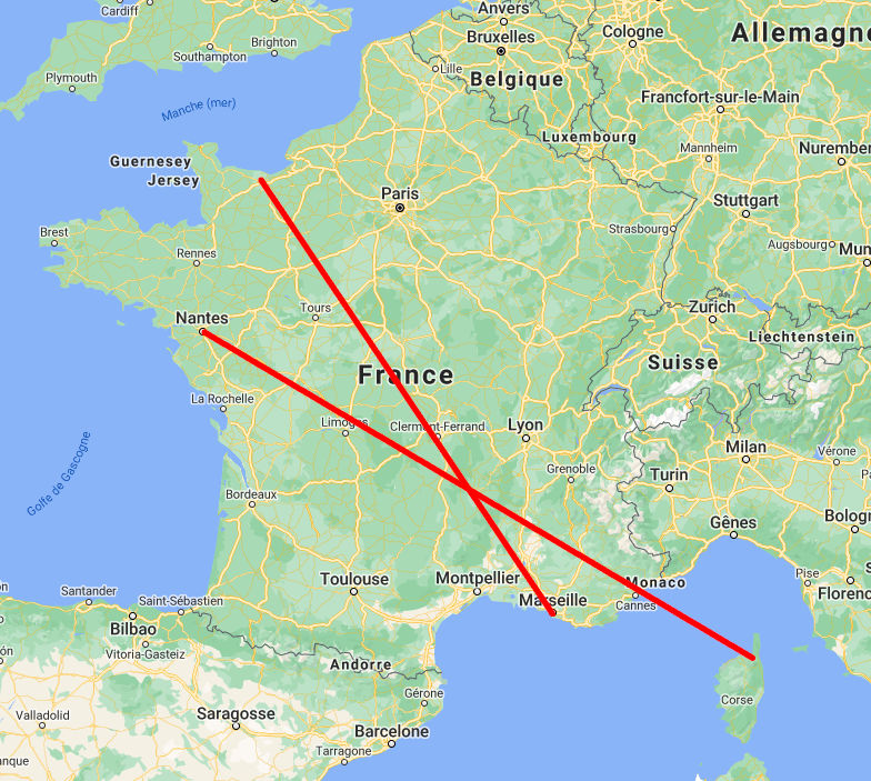 Nantes & Caen directions