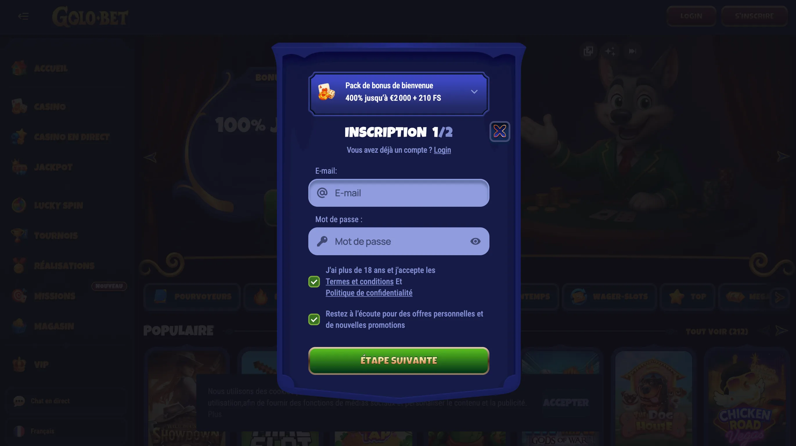 Inscription et vérification